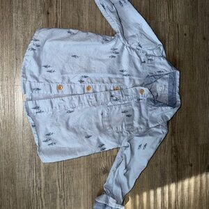 OshKosh B'gosh Light Blue Button-Up Shirt with Navy Branch Detail